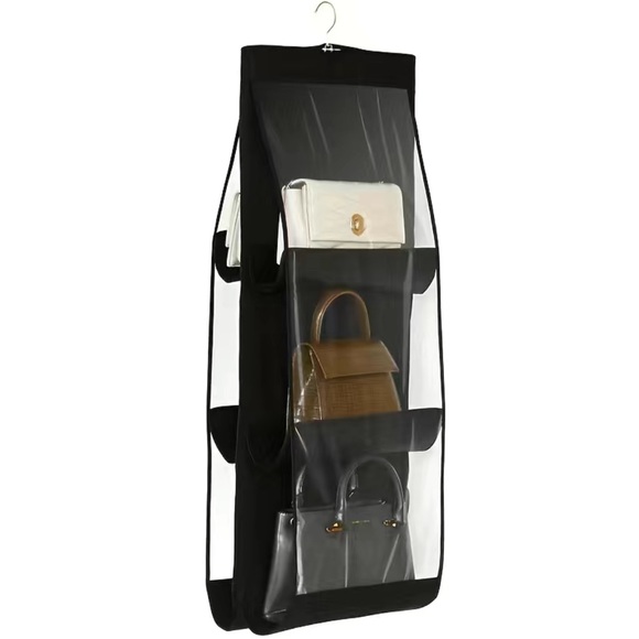 1 Clear Double-sided HandBag Organizer with 6 Pockets Available in Black or Grey - Picture 2 of 4